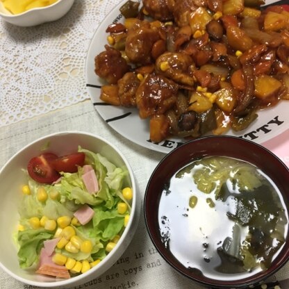 余計なものも写ってますが(^_^;)
豚こまで火の通りが早く、しかしながら酢豚の肉の満足感は得られました！またリピします♫